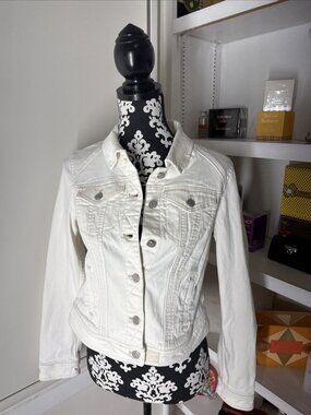 Anthropologie Pilcro White Oversized Denim Jacket Size Small